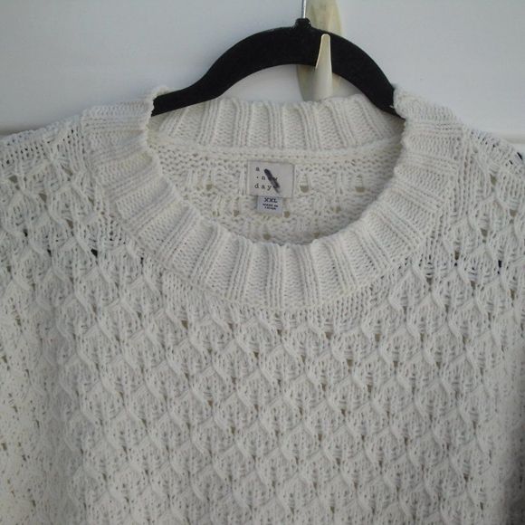 A New Day Sweater Bulky Textured Sweater Cream XXL NWOT - Picture 4 of 6